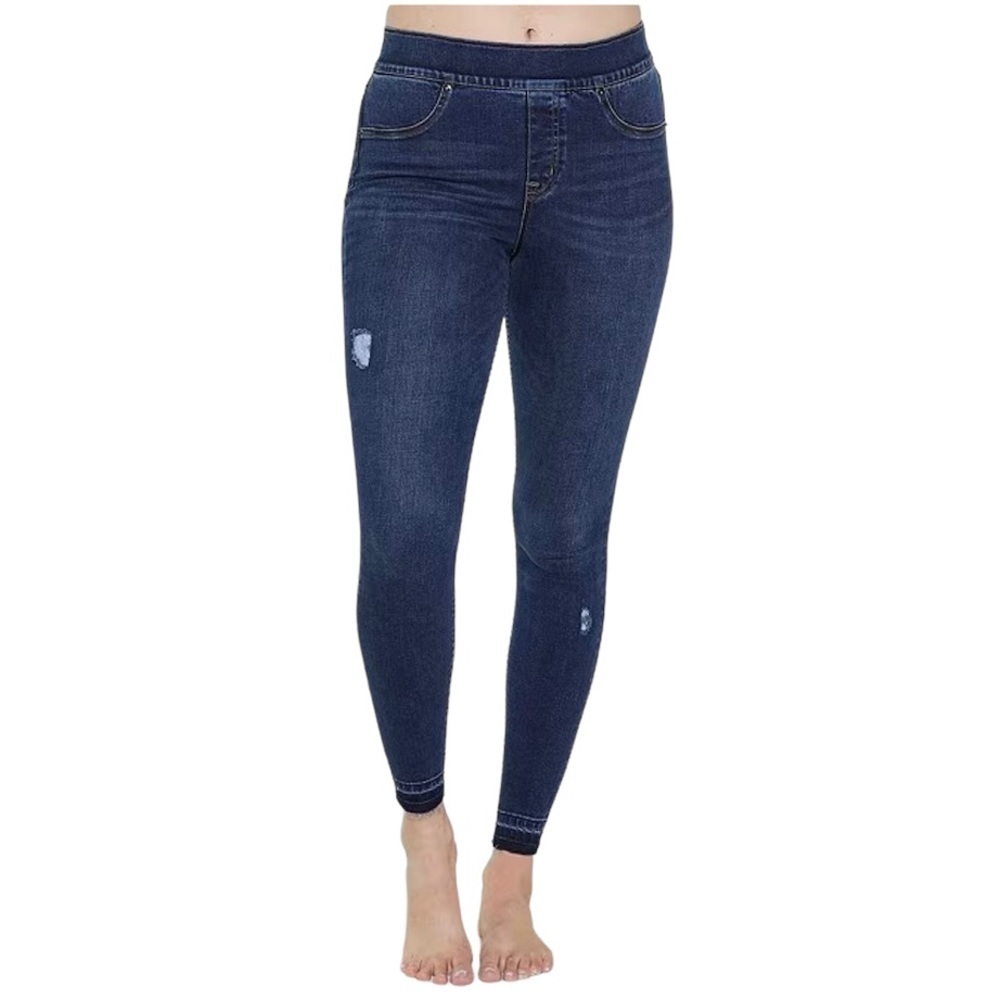 Spanx Distressed Denim High Rise Elastic Waist‎ Jeggings Women's Large
